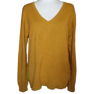 Stitches & Stripes Mustard Yellow Cotton Blend Open Back Detail Sweater Medium